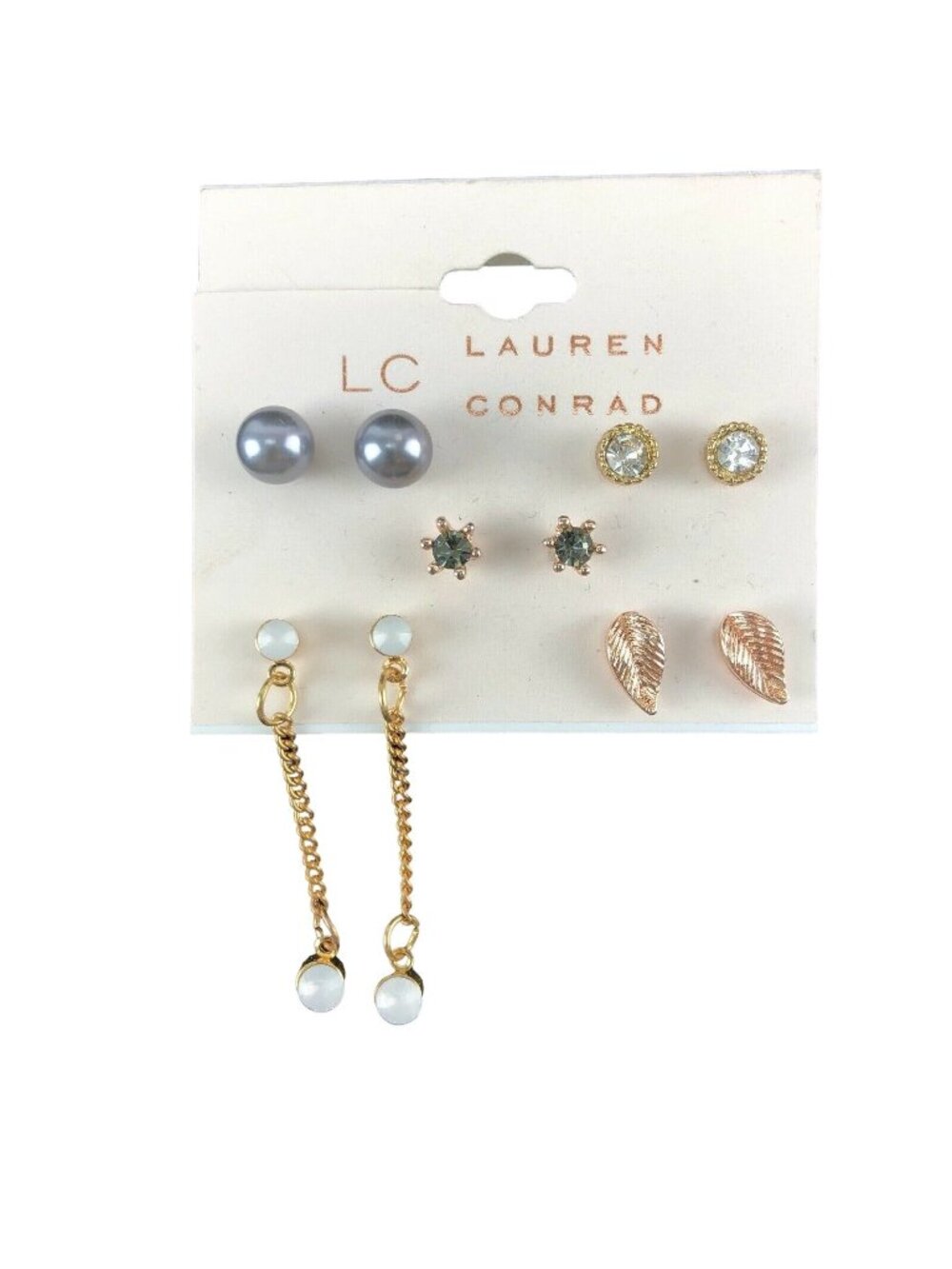 LC Lauren Conrad Earrings 5 Pairs Gold & Silver-tone Studs